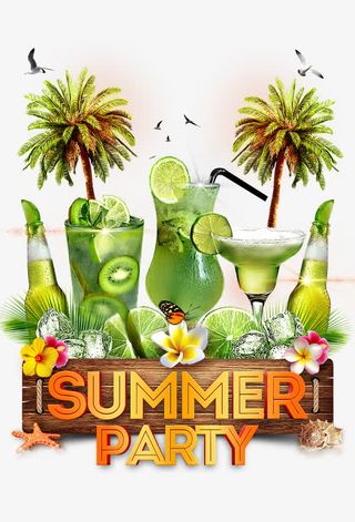 创意合成夏日热带水果免抠