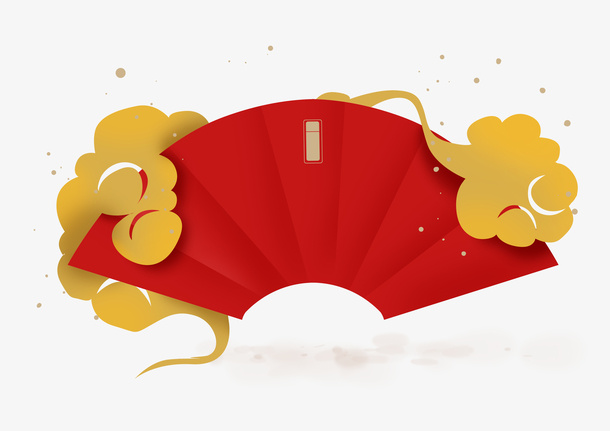 扇子 新年年货节祥云免抠