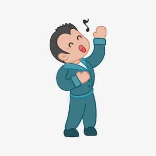 手绘男孩唱歌免抠