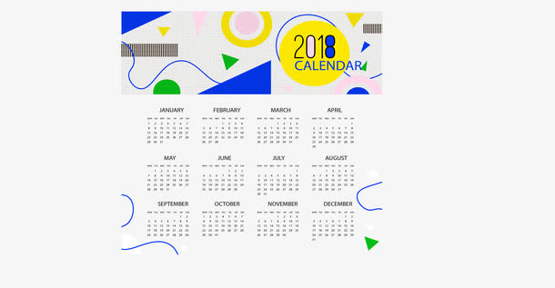 抽象几何背景年日历模板