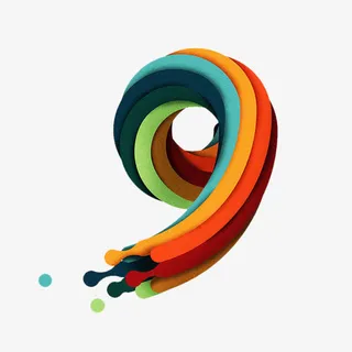 彩色艺术字九免抠