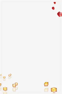 中元节灯笼与河灯简约边框免抠