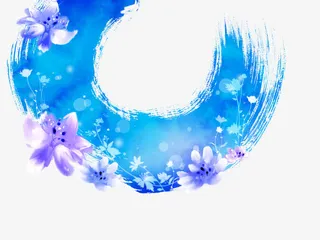 水墨蓝色C型装饰背景