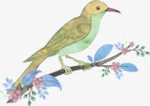 高清涂鸦手绘树枝燕子免抠