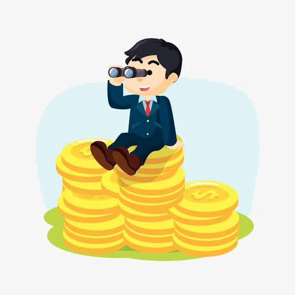 坐在金币上眺望的人免抠