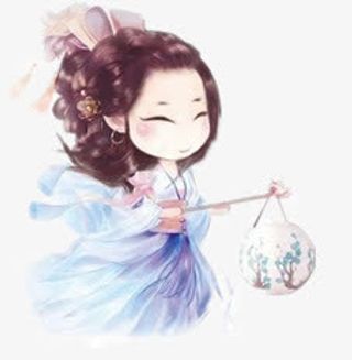 立绘卡通提灯笼小女孩免抠