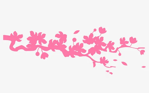 春天桃花装饰粉色剪影免抠