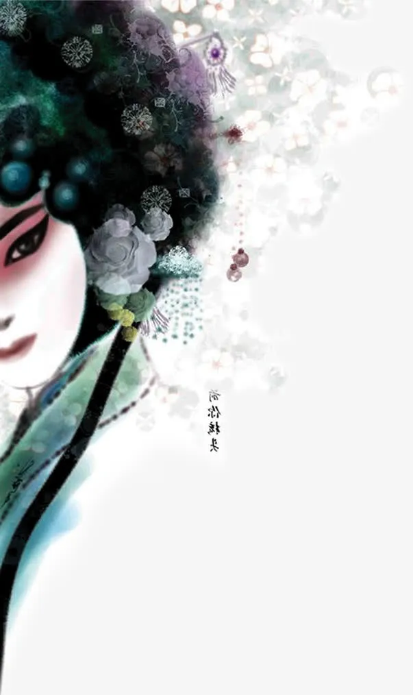 彩绘唯美花旦图片免抠