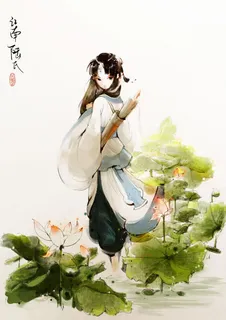 手绘古风江南女子免抠 手绘古风江南女子免抠