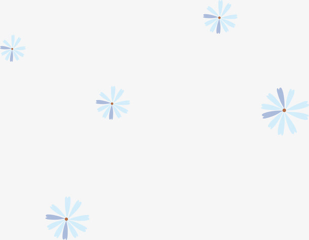 蓝色花朵漂浮免抠