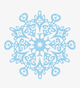 手绘淡蓝色唯美雪花免抠
