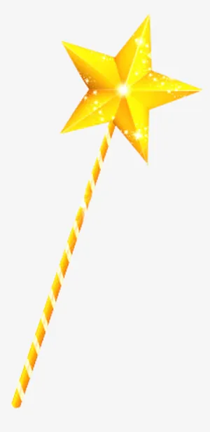 橙色漂亮五角星魔法棒免抠