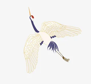 国潮，飞翔的丹顶鹤免抠