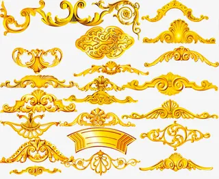 花纹底纹 彩带 土豪金免抠