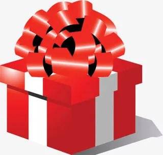 红色个性丝带礼盒免抠