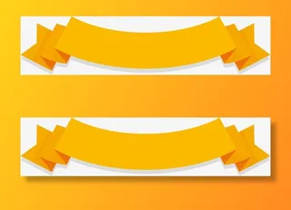 黄色丝带矢量素材免抠标签元素