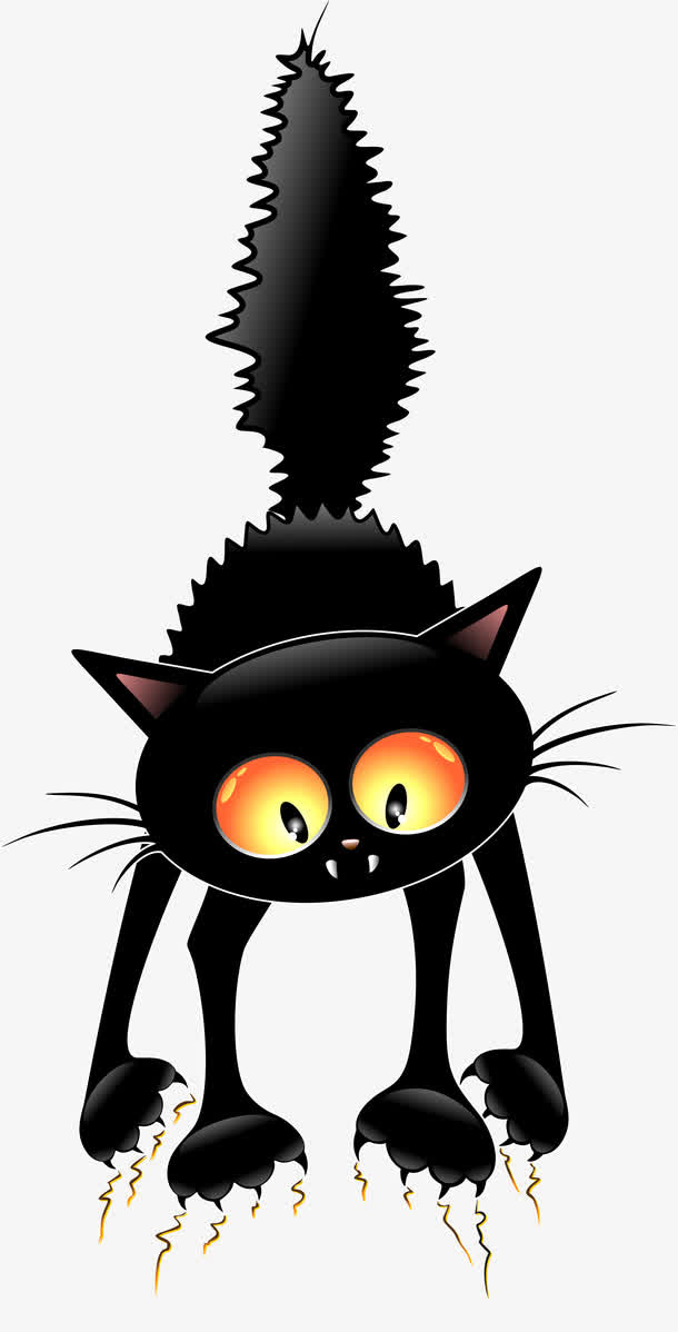 黑色炸毛猫咪免抠