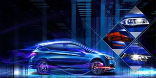 蓝色酷炫汽车特卖广告海报背景素材高清