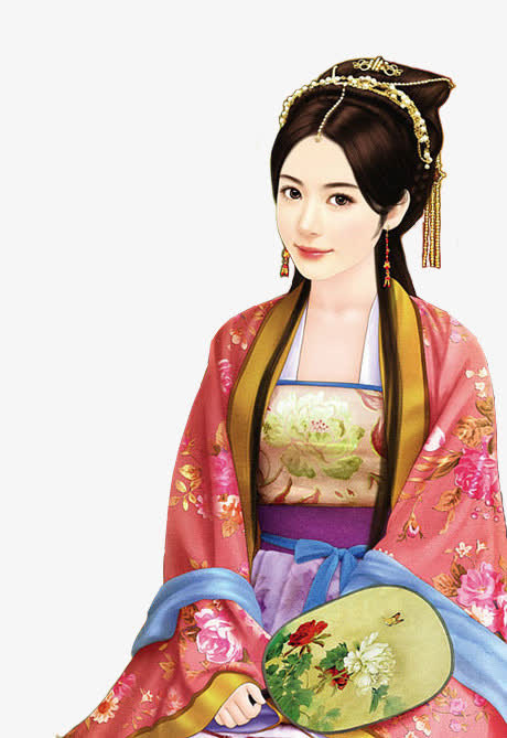 手绘中国古代妃子免抠