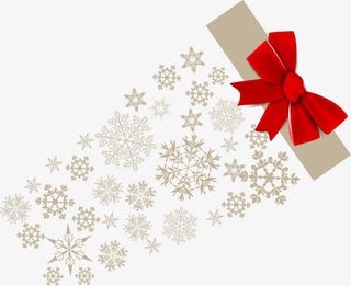 米色雪花片礼盒免抠