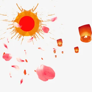 花瓣和孔明灯免抠