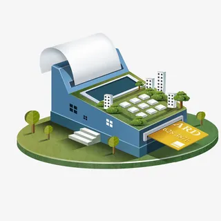 创意POS机和信用卡插画免抠