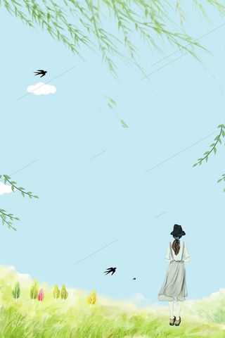 简约小清新春天海报高清卡通手绘背景