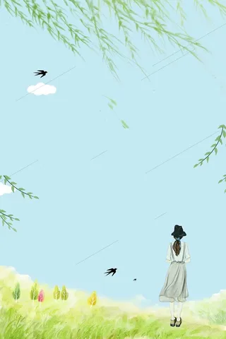 简约小清新春天海报高清卡通手绘背景
