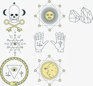 矢量手绘神秘图案免抠