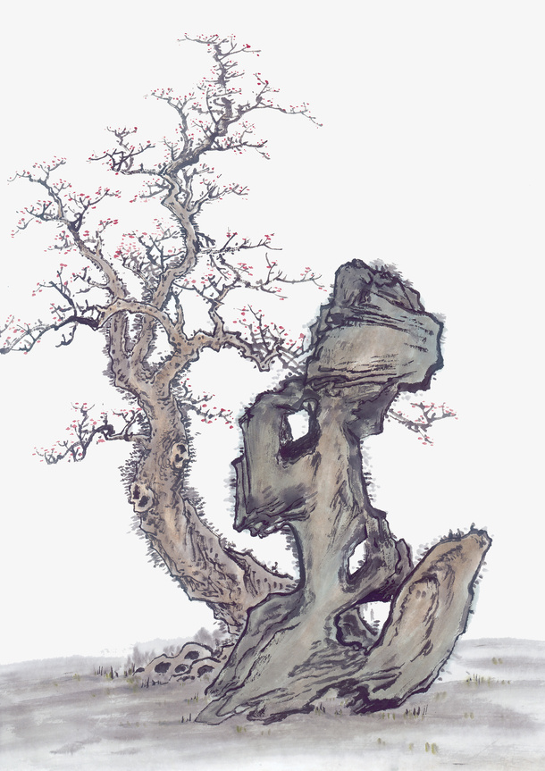 水墨画装饰免抠