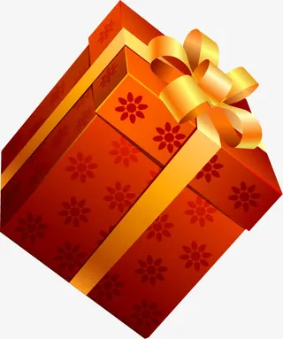 红色卡通可爱花纹礼盒设计免抠