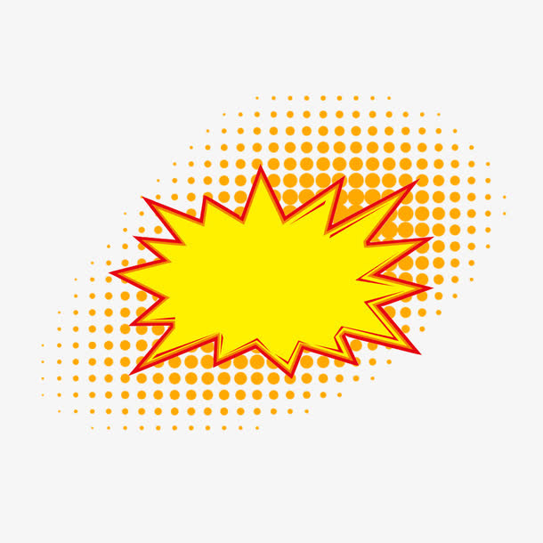 卡通手绘黄色爆炸线免抠