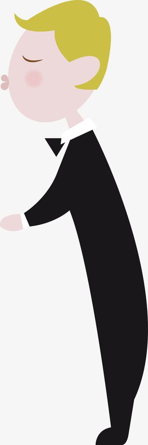 卡通亲吻金发新郎免抠