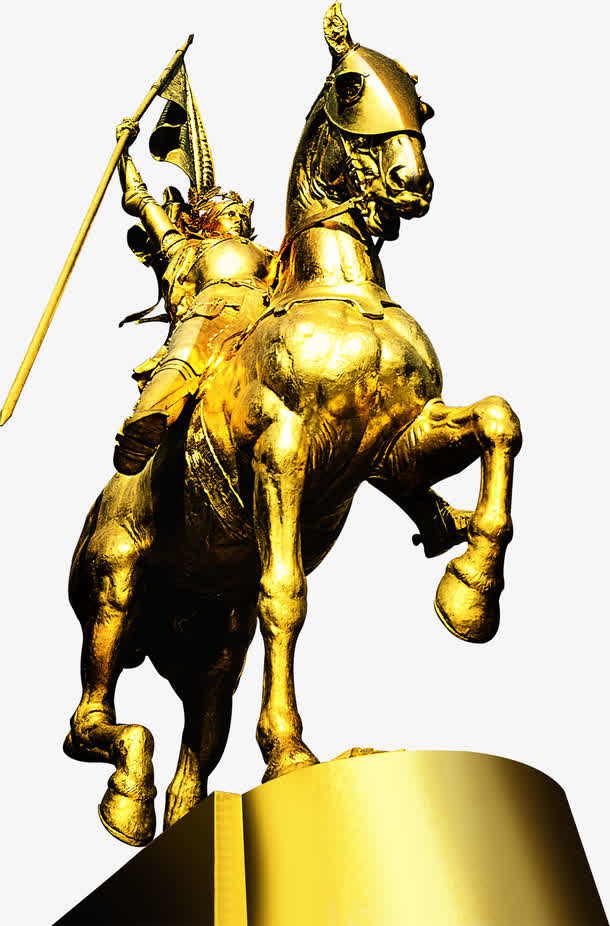 金色的骑马人物和金色马免抠