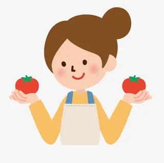 漫画卡通小人图片 拿着西红柿的免抠