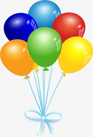 气球六一快乐蓝天白云免抠