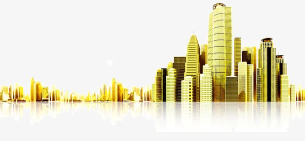 金色城市剪影免抠