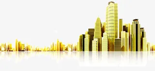 金色城市剪影免抠