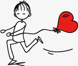 卡通男孩心形红色气球免抠