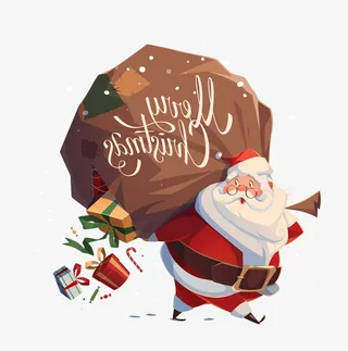 背礼物的圣诞老人元素免抠