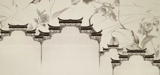 徽州建筑花卉质感背景高清