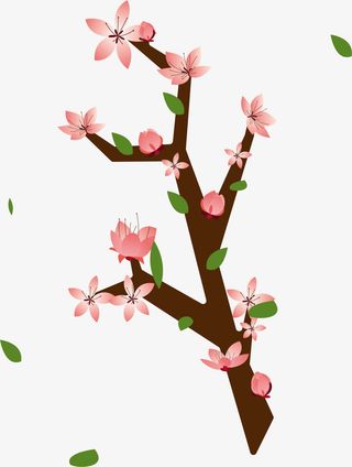 粉色美丽春季花枝免抠