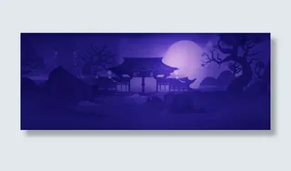 阴暗月下庭院中国的海报背景