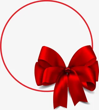 红色节日蝴蝶结边框免抠