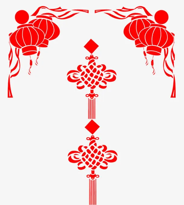 喜庆红灯笼中国结免抠