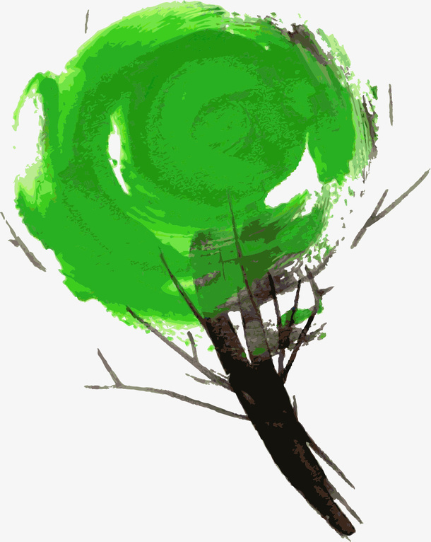 手绘绿色涂鸦免抠