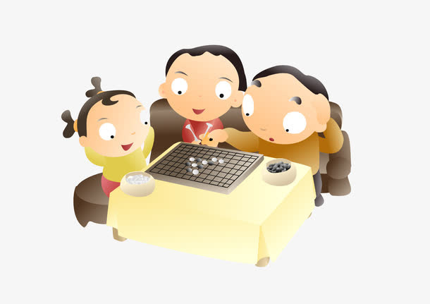 下棋的一家人免抠