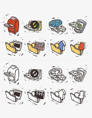 手绘卡通电脑图标免抠