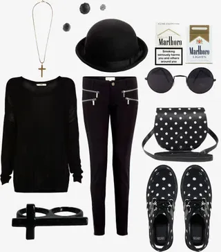 黑色透视长袖上衣免抠