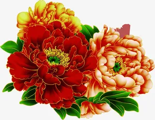 中秋节红黄色九月菊免抠